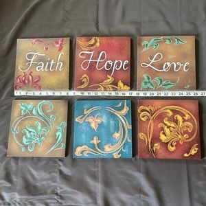 Faith Hope Love canvas signs